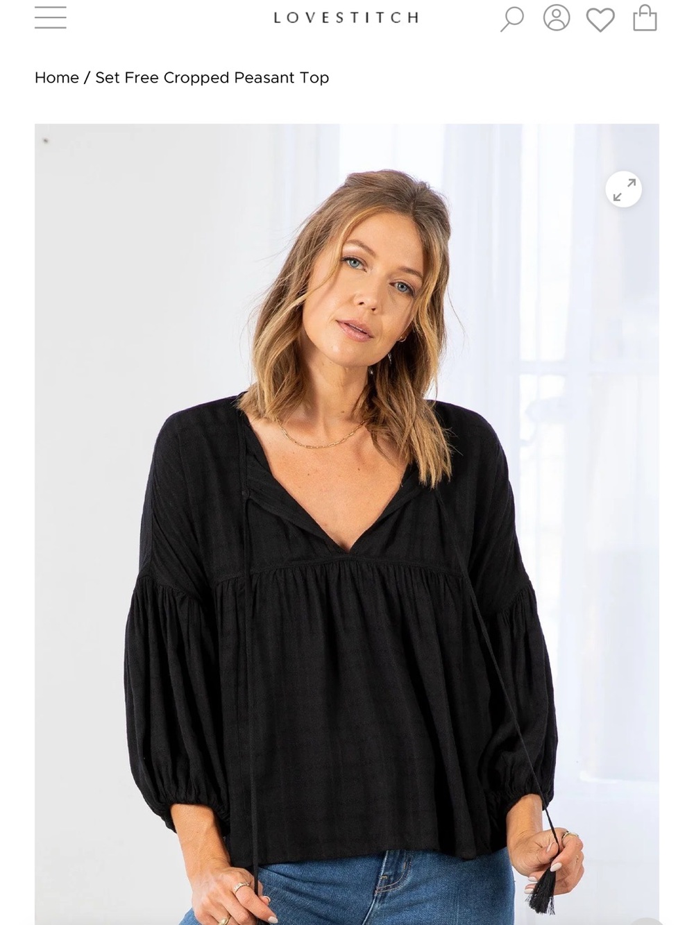 Lovestitch Set Free Cropped Peasant Top